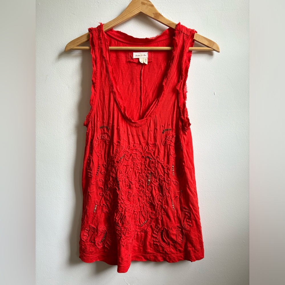 Anthropologie Meadow Rue boho red cotton modal top
